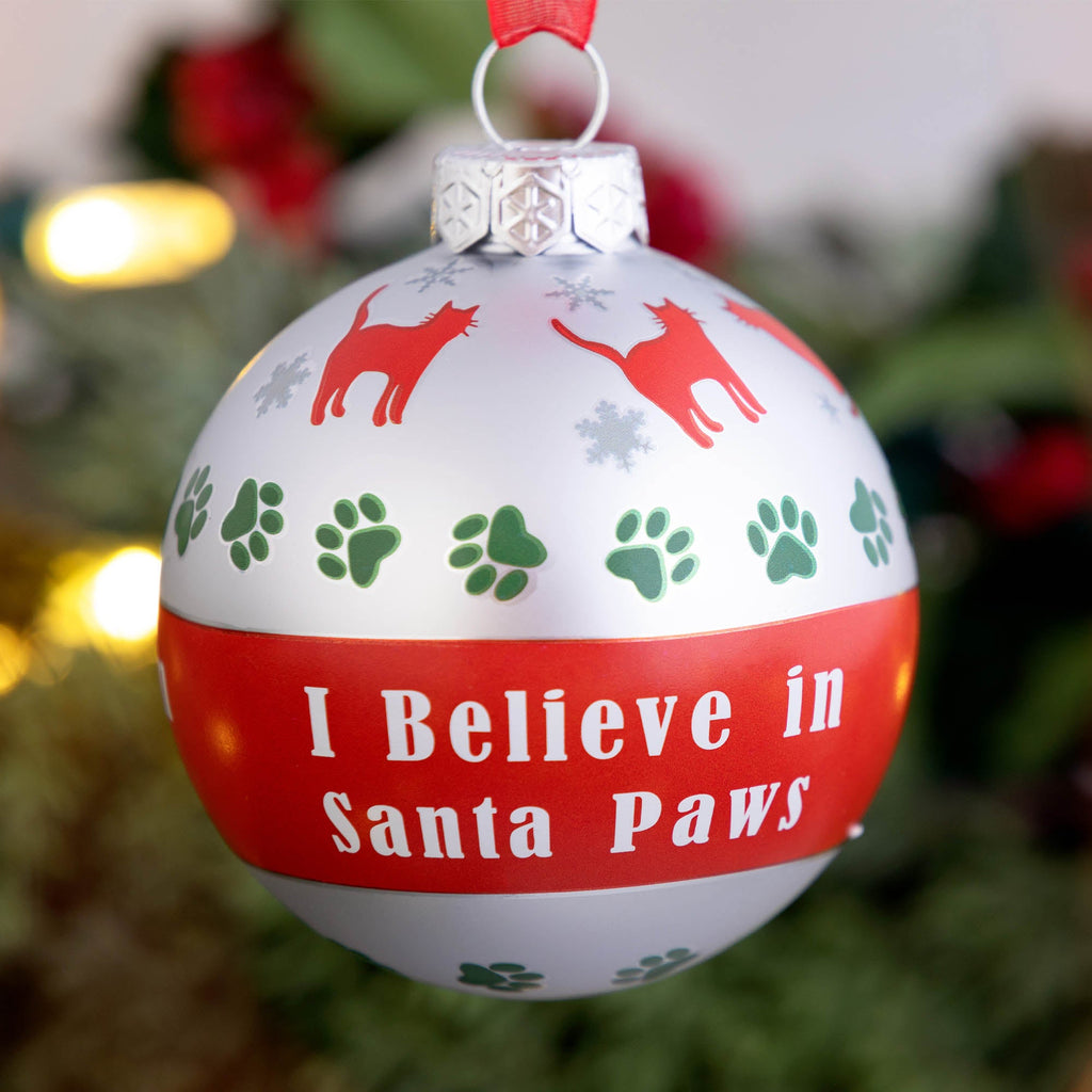 Adorno de cristal Creo en Santa Paws