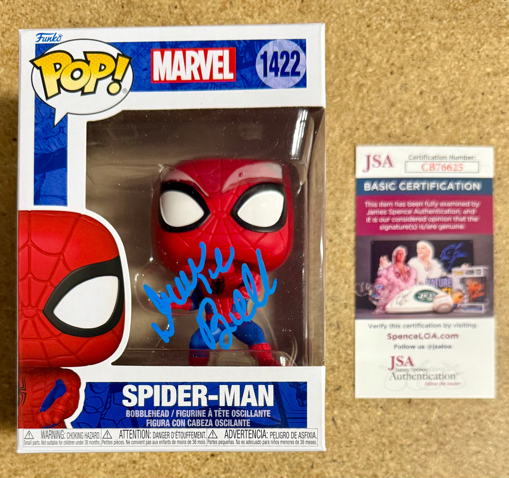 Drake Bell firmó el Funko Pop! #1422 de Spider-Man de Marvel Comics con COA de JSA