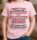 Camiseta para niña cristiana – Mimada por la abuela – De la abuela a la nieta NGHL00 (SKU07-181-00)