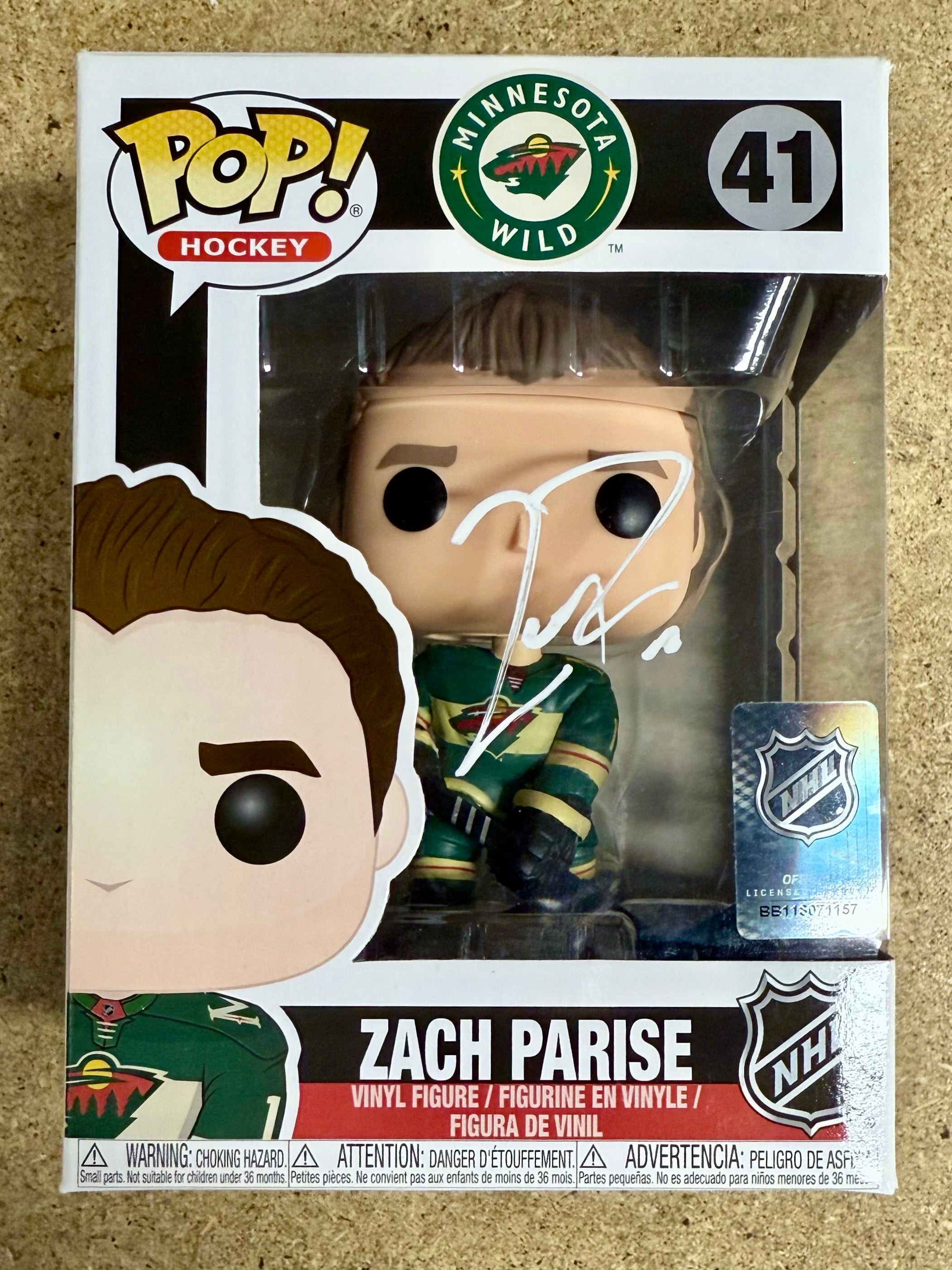 Zach Parise Funko Pop! Elevado #41 de la NHL Minnesota Wild, firmado, con COA de JSA 2018