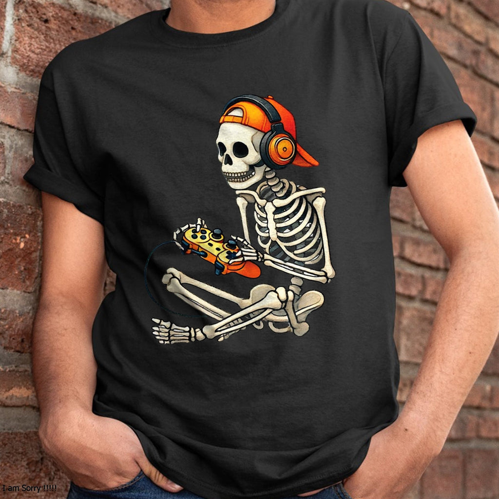Camiseta de manga corta para niños y hombres con diseño de esqueleto para Halloween, para videojuegos - Camiseta unisex de Halloween/Sudadera con capucha - NGHL00