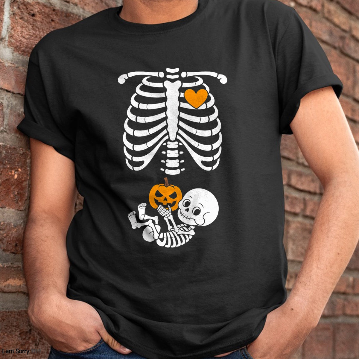 Camiseta de maternidad para Halloween con esqueleto de bebé y calabaza – Camiseta/Sudadera unisex de Halloween – NGHL00
