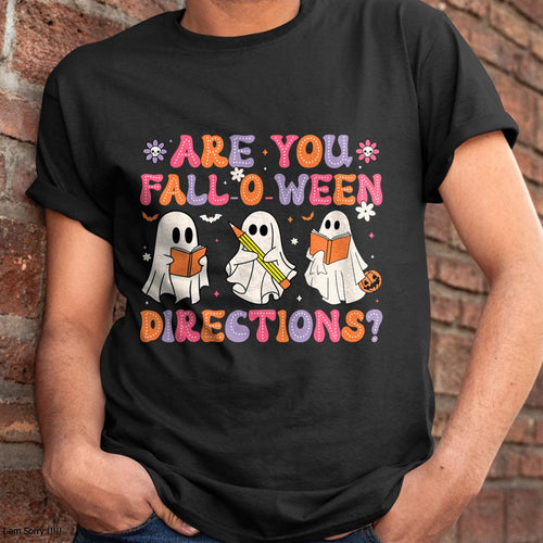 Camiseta de Halloween con Fantasma de Profesor de Instrucciones "¿Estás de Halloween?" - Camiseta/Sudadera Unisex de Halloween - NGHL00 (Copia)