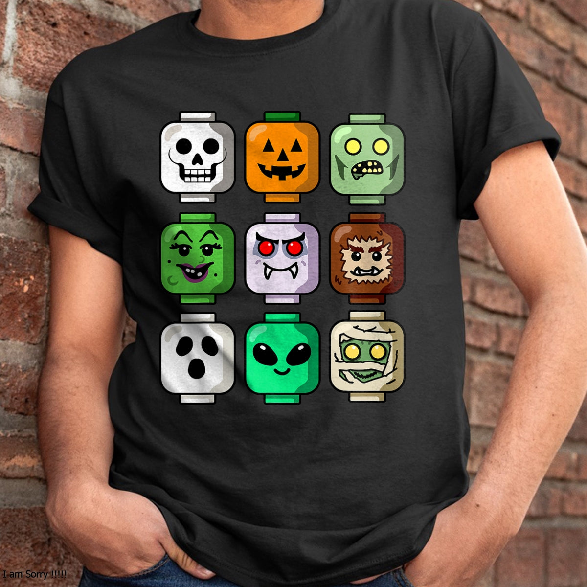 Camiseta de Halloween para niños con ladrillos de construcción, calabaza, fantasma, zombi - Camiseta/Sudadera unisex de Halloween - NGHL00