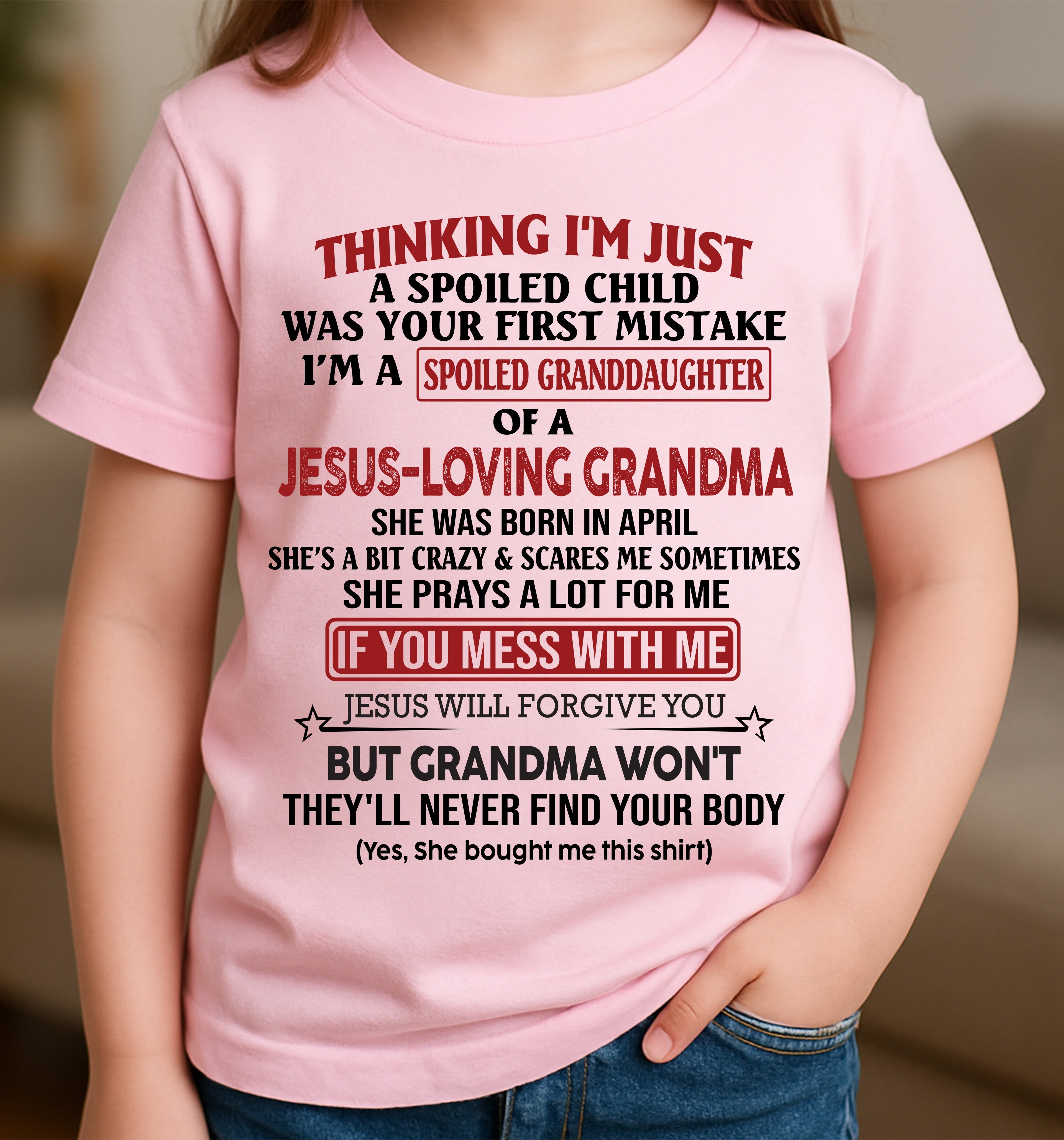 Camiseta de Niña Cristiana – Consentida por la Abuela Edición de Abril – De Abuela a Nieta NGHL04 (SKU07-181-04)