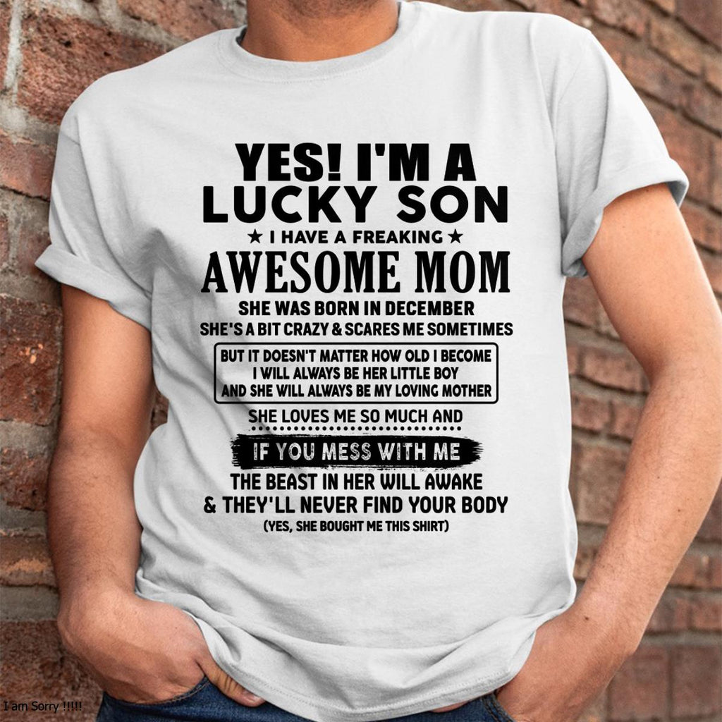 December - I am Lucky Son - Gift For Son From Mom - NGHL12 - (SKU-T1206LMS-12)