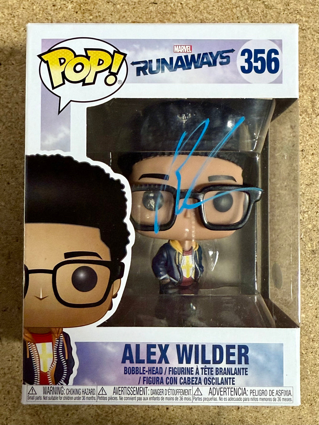 Rhenzy Feliz Autographed Marvel Runaways Alex Wilder Funko Pop! #356 con COA de JSA