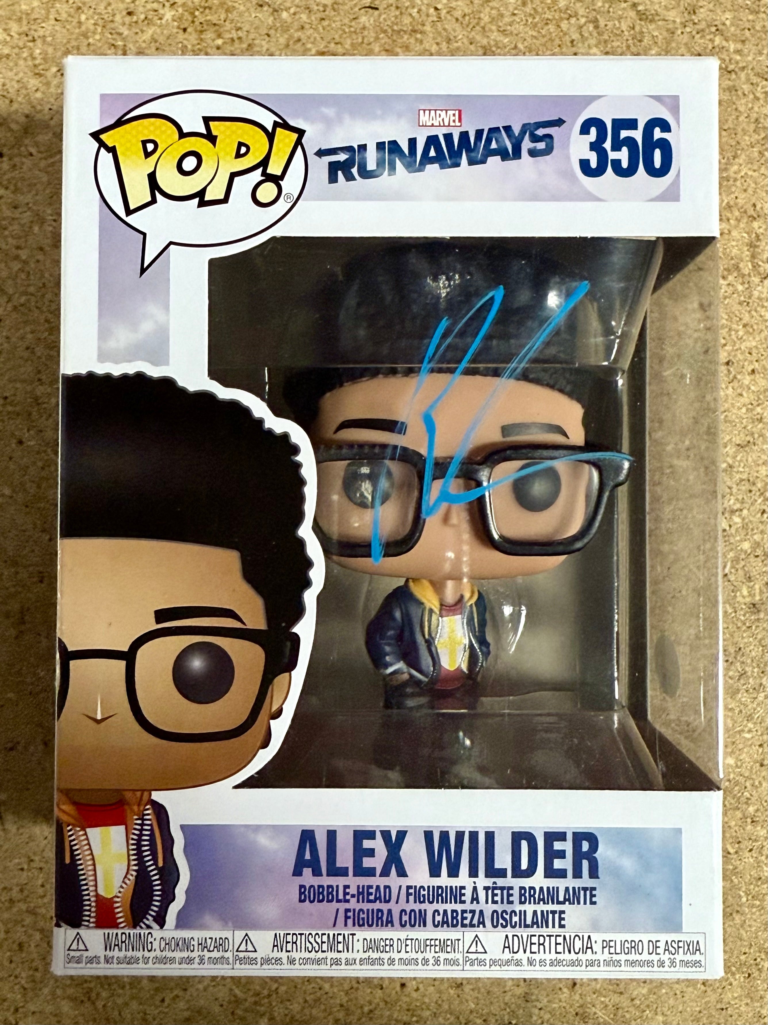 Rhenzy Feliz Autographed Marvel Runaways Alex Wilder Funko Pop! #356 con COA de JSA