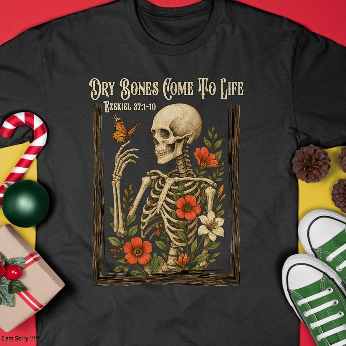 Fe cristiana: Huesos secos cobran vida, camiseta con estampado floral de esqueleto - Camiseta/sudadera unisex de Halloween - NGHL00 (Copia)