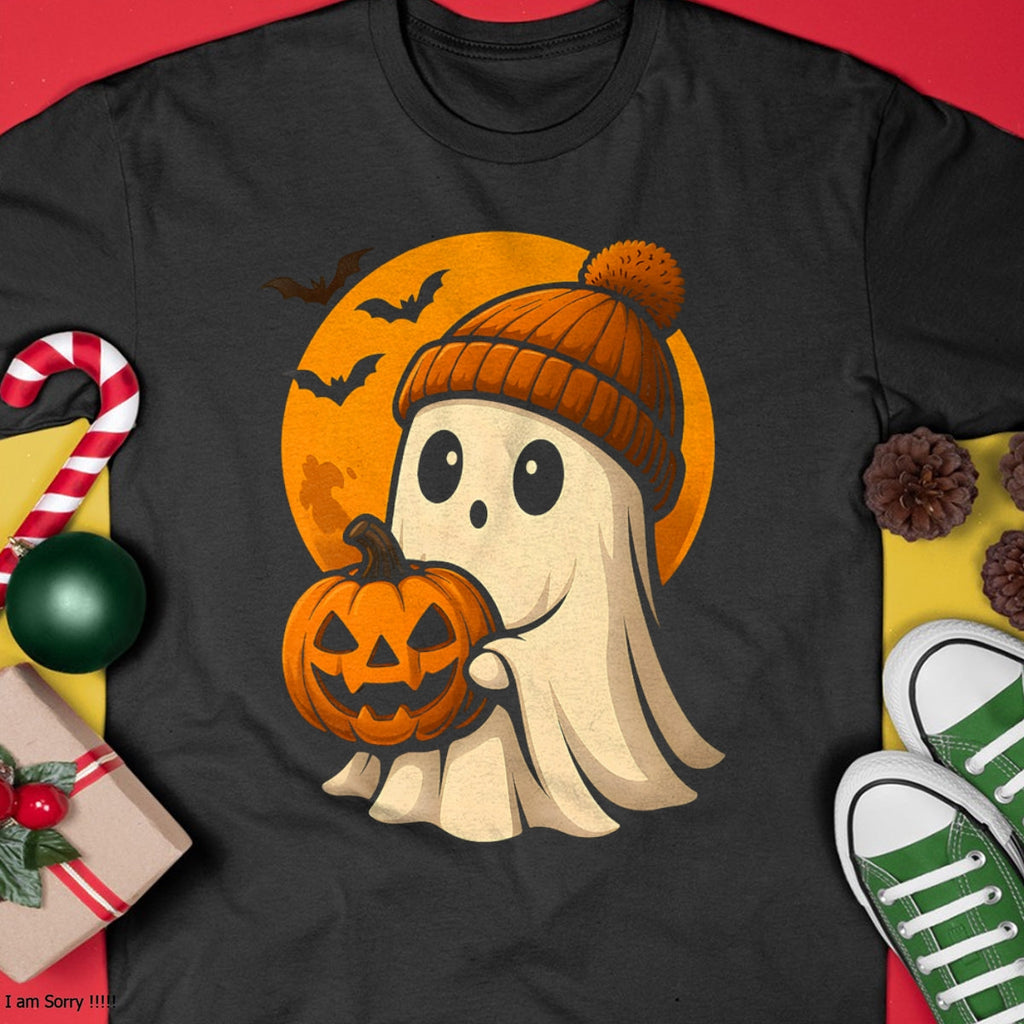Lindo fantasma con calabaza para fiesta de disfraces de Halloween, camiseta espeluznante - Camiseta/Sudadera con capucha unisex de Halloween - NGHL00