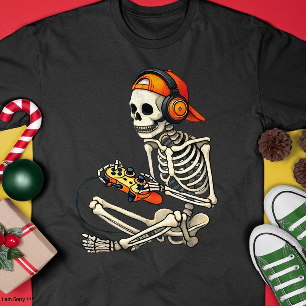 Camiseta de manga corta para niños y hombres con diseño de esqueleto para Halloween, para videojuegos - Camiseta unisex de Halloween/Sudadera con capucha - NGHL00