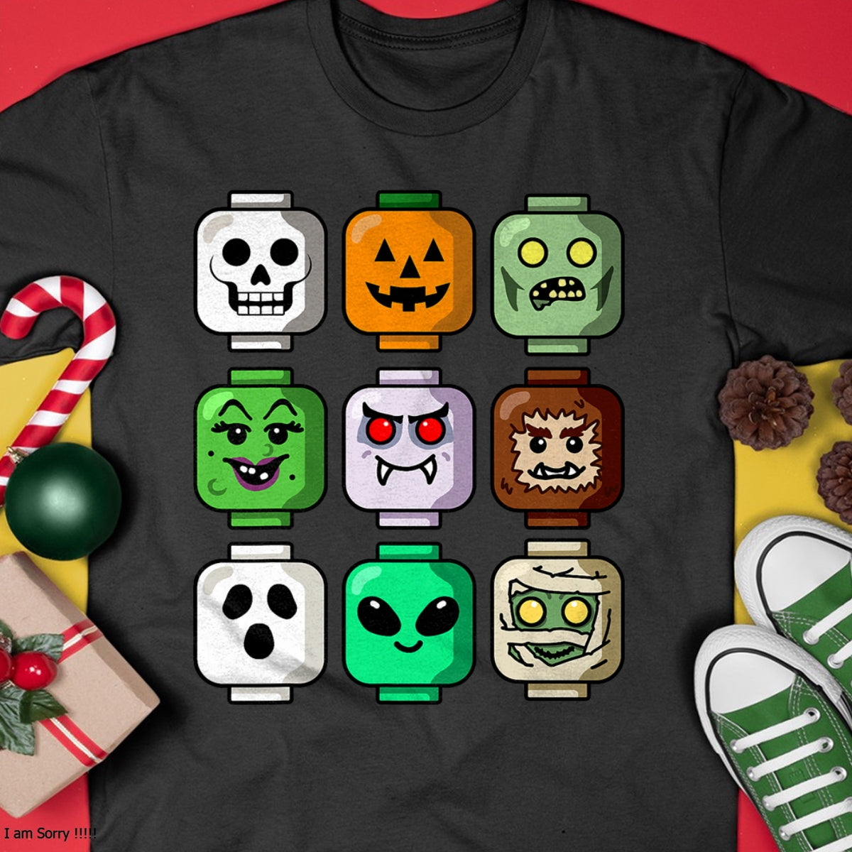 Camiseta de Halloween para niños con ladrillos de construcción, calabaza, fantasma, zombi - Camiseta/Sudadera unisex de Halloween - NGHL00