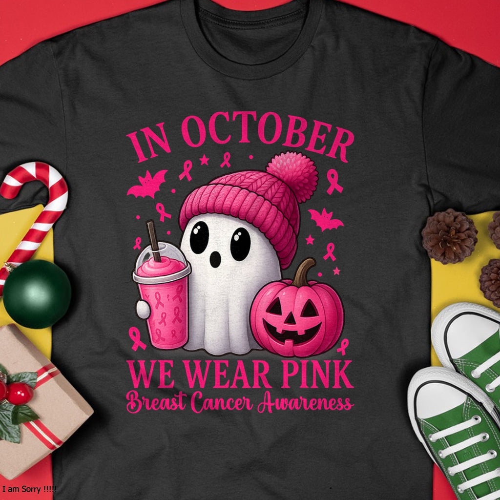 Camiseta de Halloween para mujer con diseño de concienciación sobre el cáncer de mama en octubre, usamos rosa, camiseta/sudadera con capucha unisex de Halloween - NGHL00