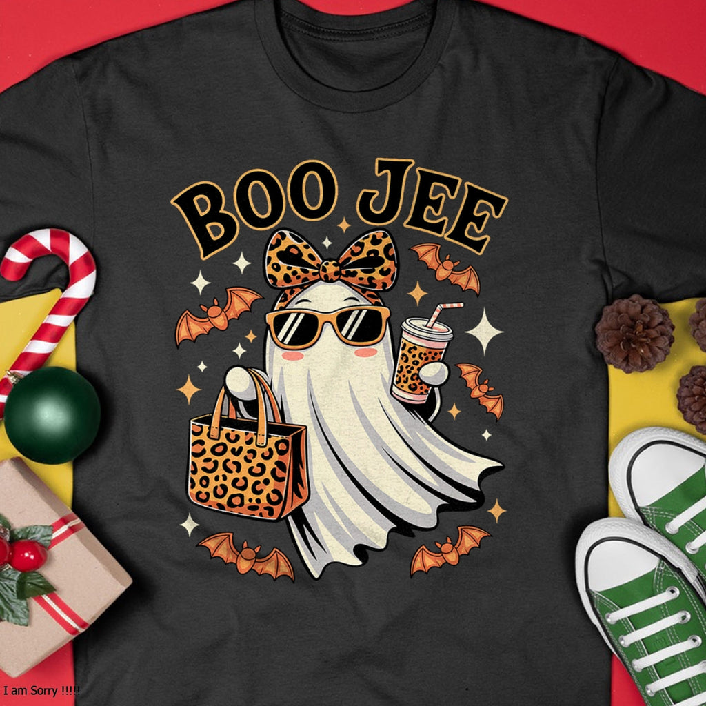 Coqueta Leopardo Fantasma Café Boo JEE Fantasma Boujee - Camiseta/Sudadera con Capucha Unisex de Halloween - NGHL00