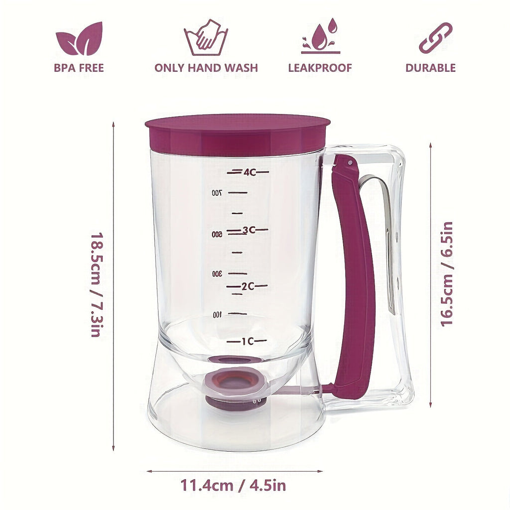 Dispensador de masa versátil para panqueques, magdalenas y más - Utensilio de cocina plegable para resultados de horneado perfectos