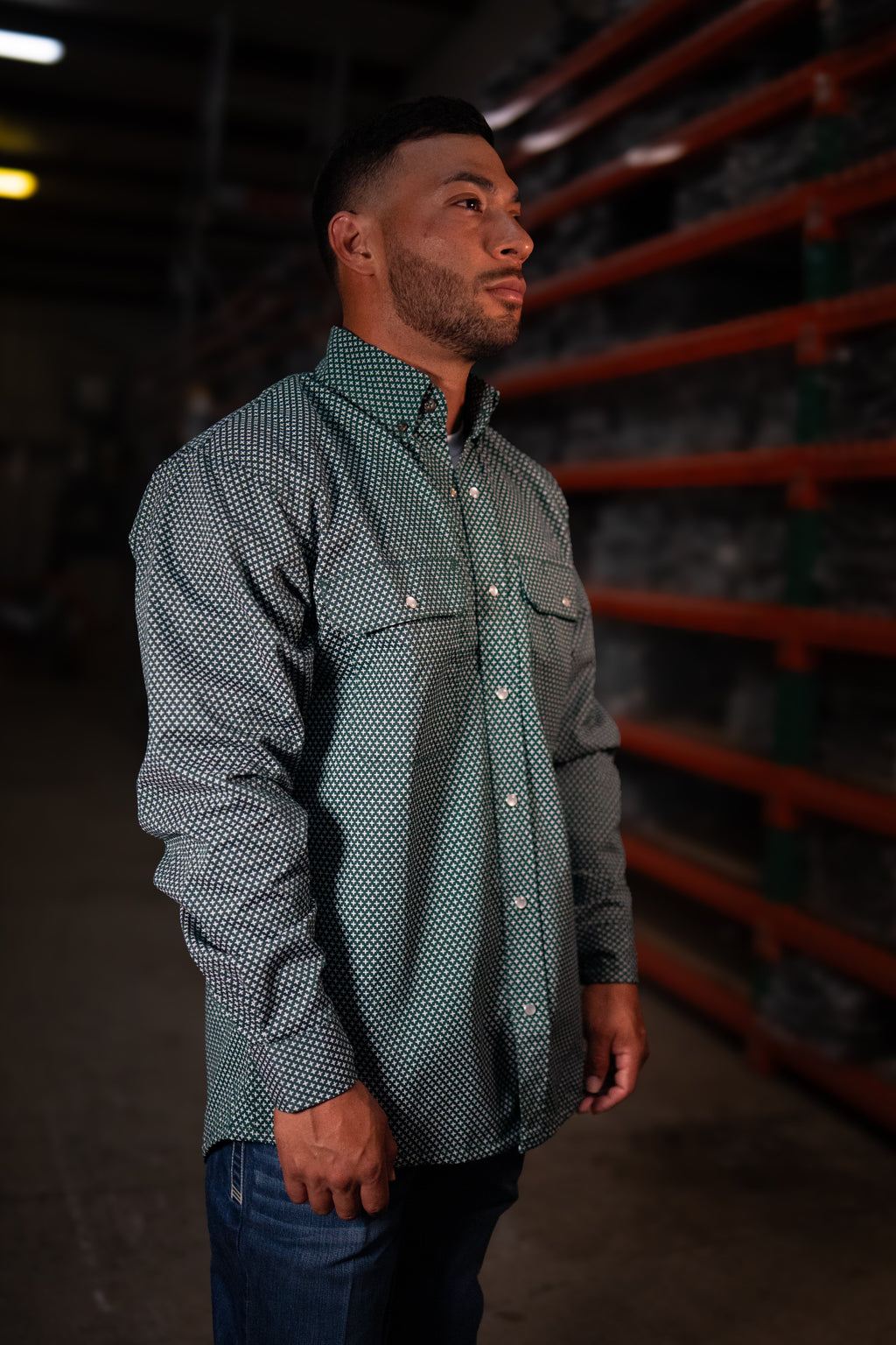 Camisa de trabajo con botones a presión FR - Verde Gunner