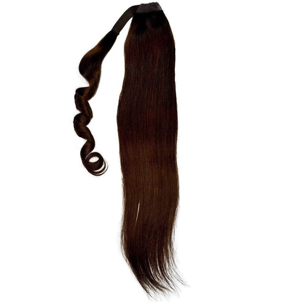 Cola de Caballo de Cabello Humano 100% Castaño Oscuro