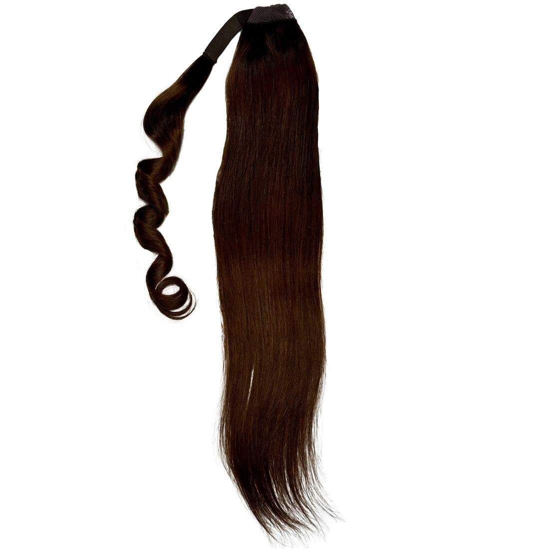 Cola de Caballo de Cabello Humano 100% Castaño Oscuro