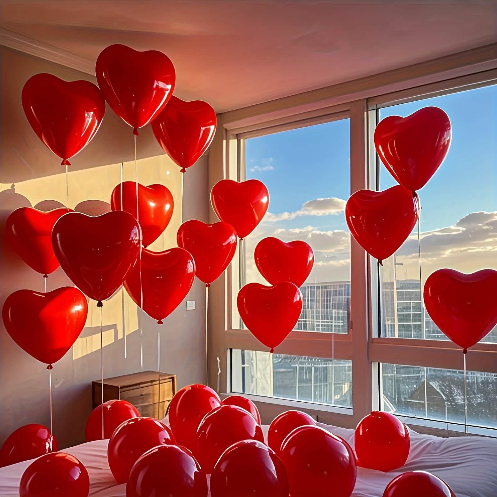 30 globos de corazón rojos – Set de decoración para fiestas y el hogar