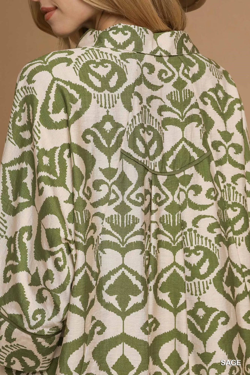 Umgee Abstract Print Button-Up Oversized Shirt