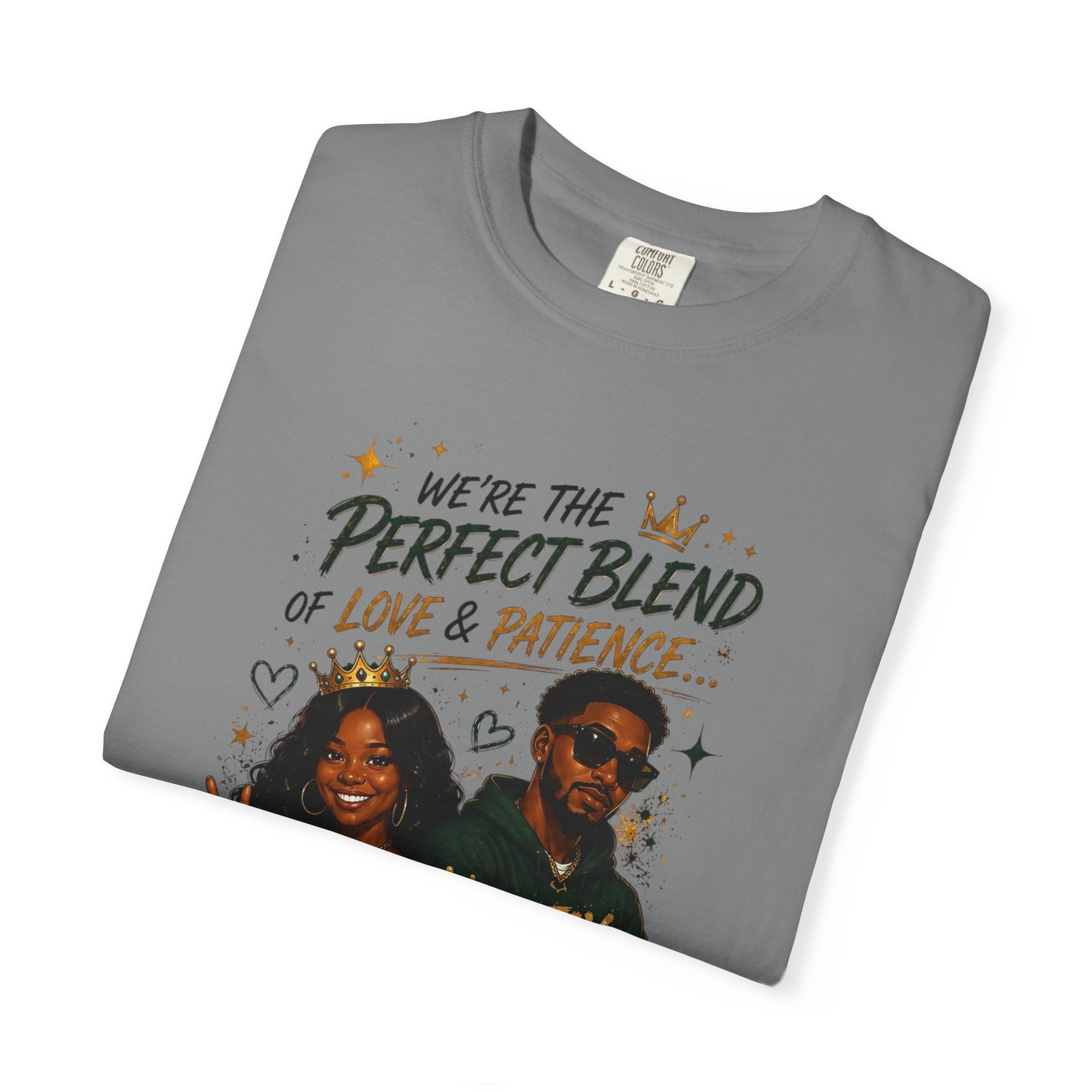 Couples T-Shirt — "Perfect Blend of Love & Patience" Graphic Tee