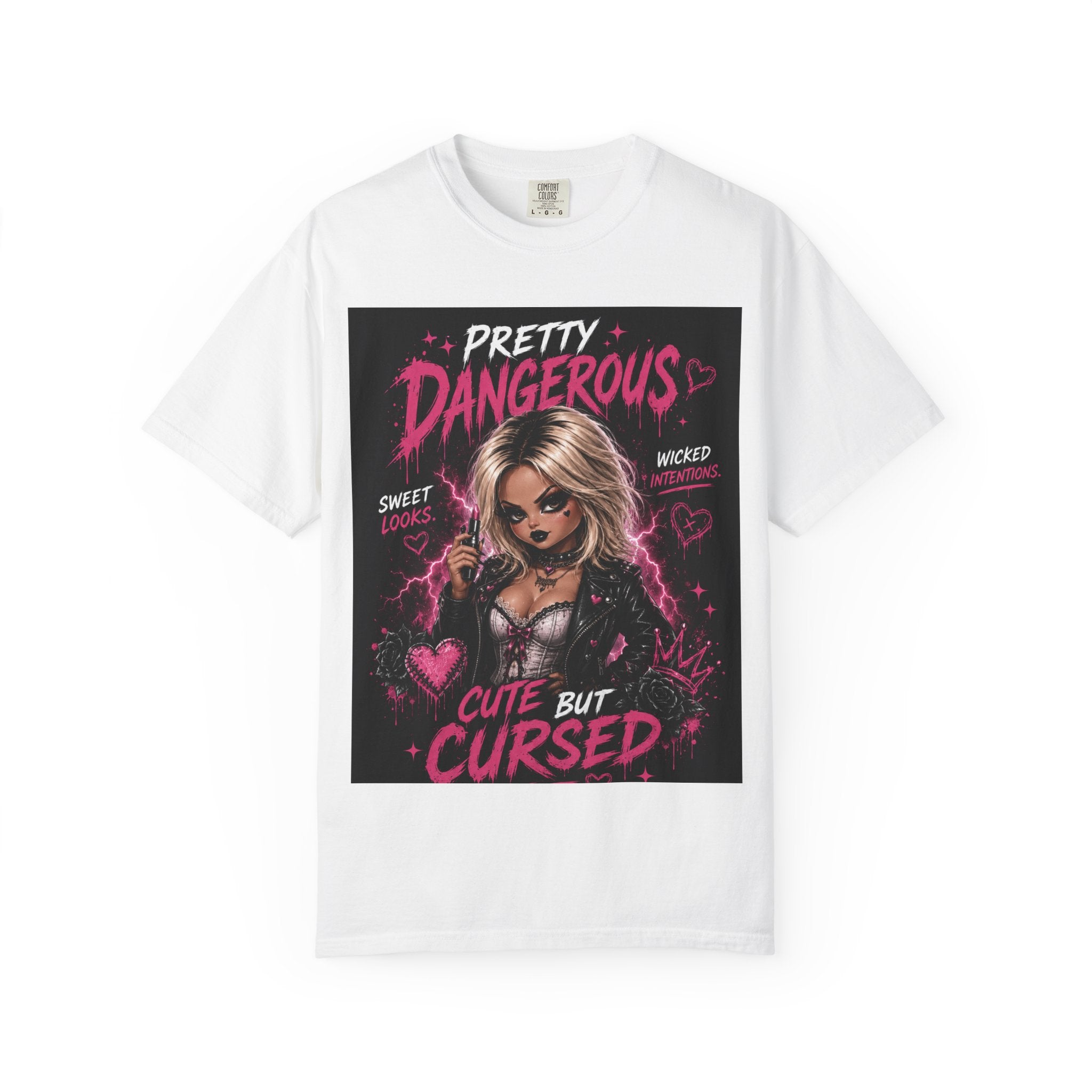 Graphic Tee — “Pretty Dangerous / Cute But Cursed” Gothic Valentine T-Shirt