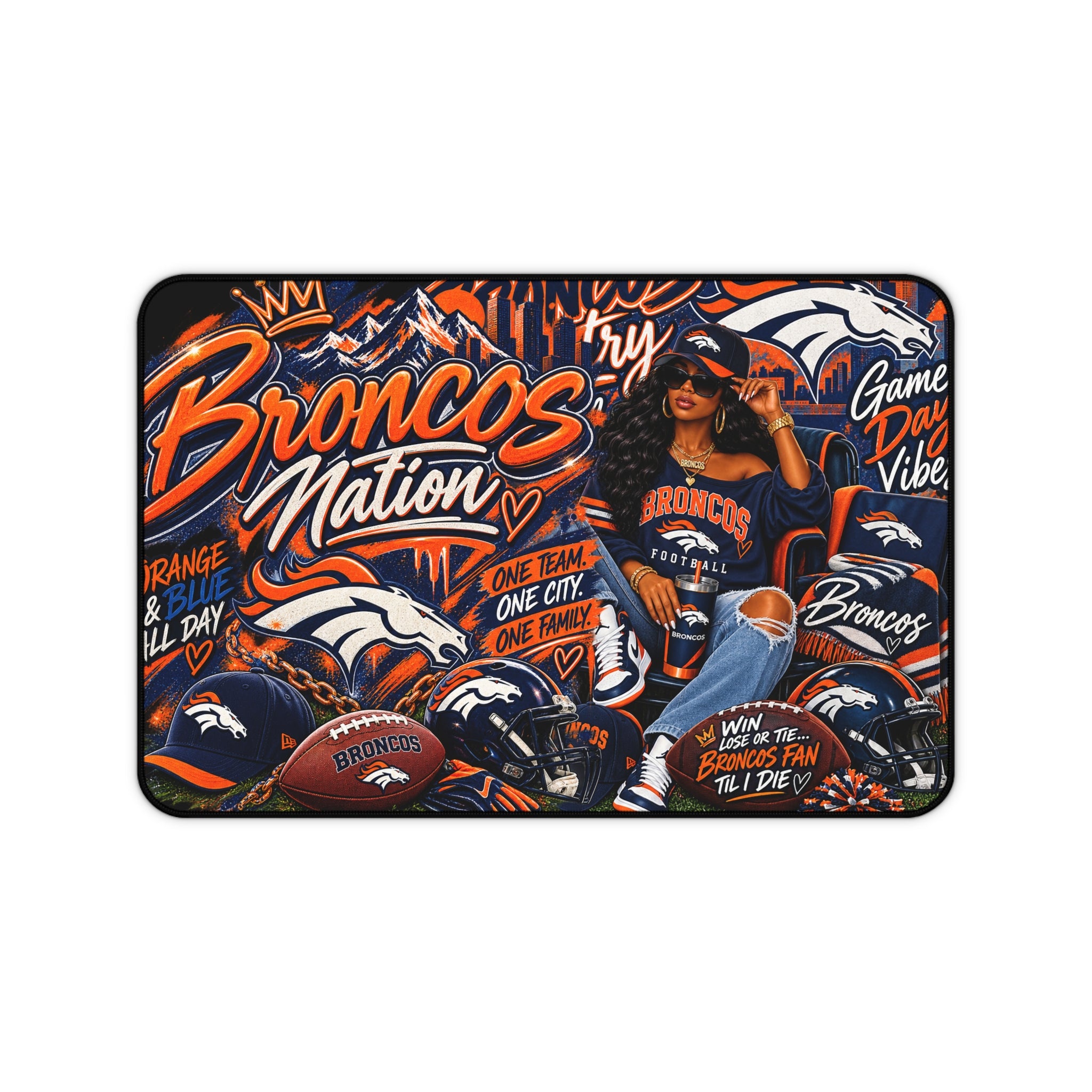 Broncos Nation Desk Mat — Football Fan Game Day Mouse Pad