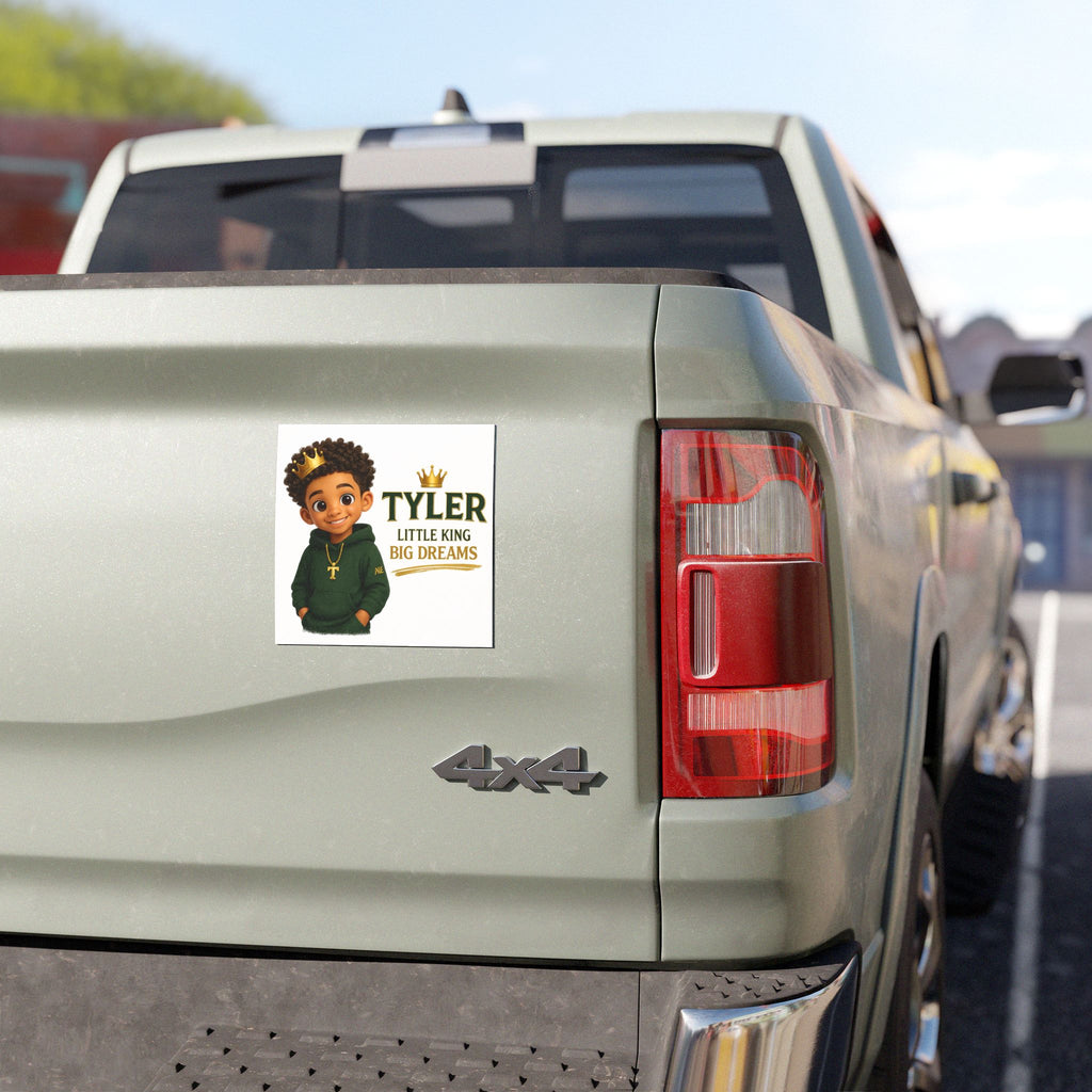 Personalized 'Tyler Little King Big Dreams' Car Magnet — Custom Name Kids Crown Design