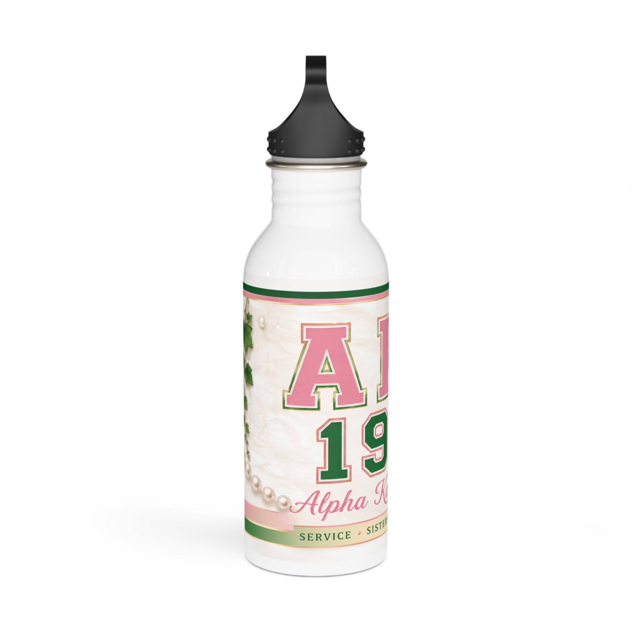 Alpha Kappa Alpha 1908 Stainless Steel Water Bottle – Sorority Pearl & Ivy Day Hydration Bottle