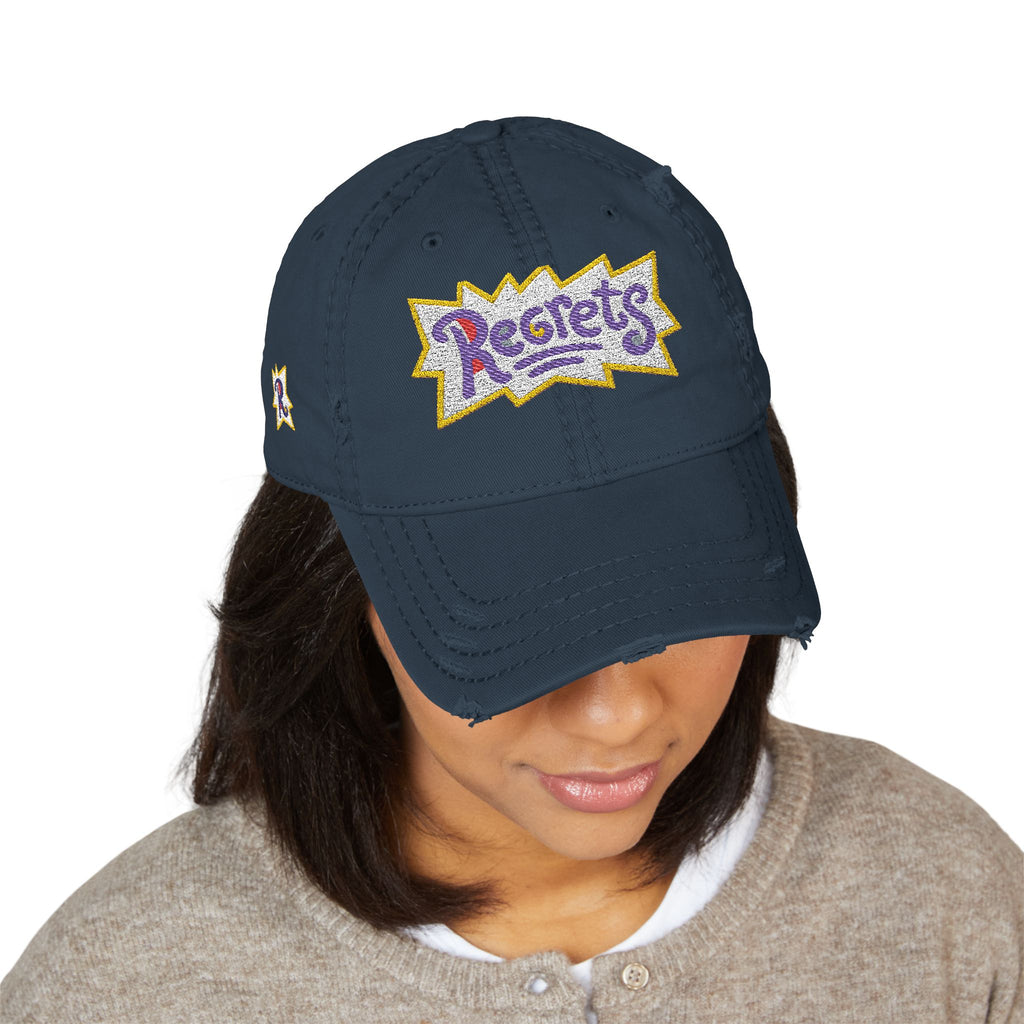 Gorra de papá 'Regrets' bordada desgastada - Gorra de streetwear vintage