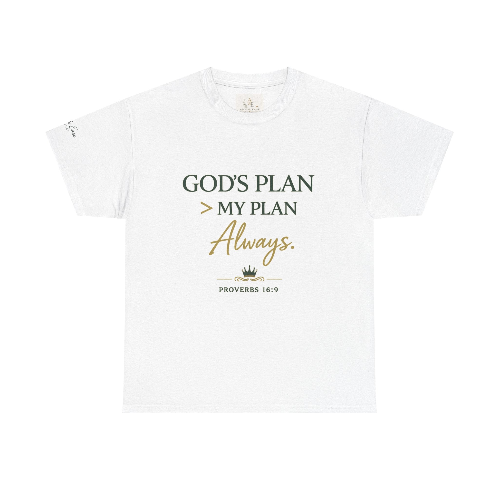 Faith Graphic Tee — “God’s Plan > My Plan Always” Inspirational Christian T-Shirt