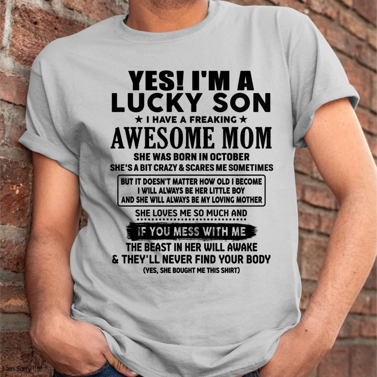October - I am Lucky Son - Gift For Son From Mom - NGHL10 - (SKU-T1206LMS-10)