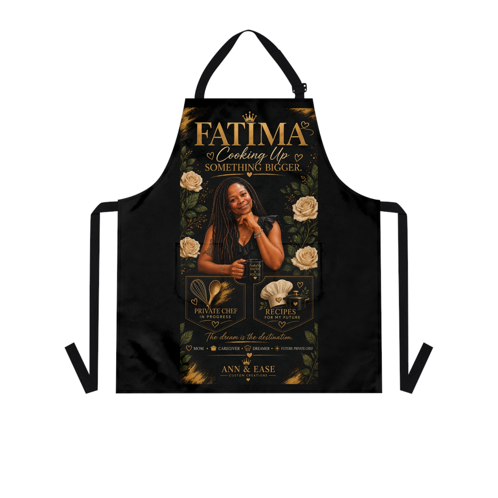 Personalized 'Fatima' Chef Apron – Custom Name Cooking Apron with Elegant Floral Design