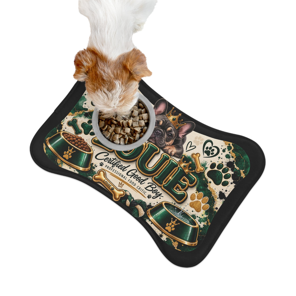 Personalized 'Louie' Dog Feeding Mat — "Certified Good Boy" Non-Slip Pet Placemat