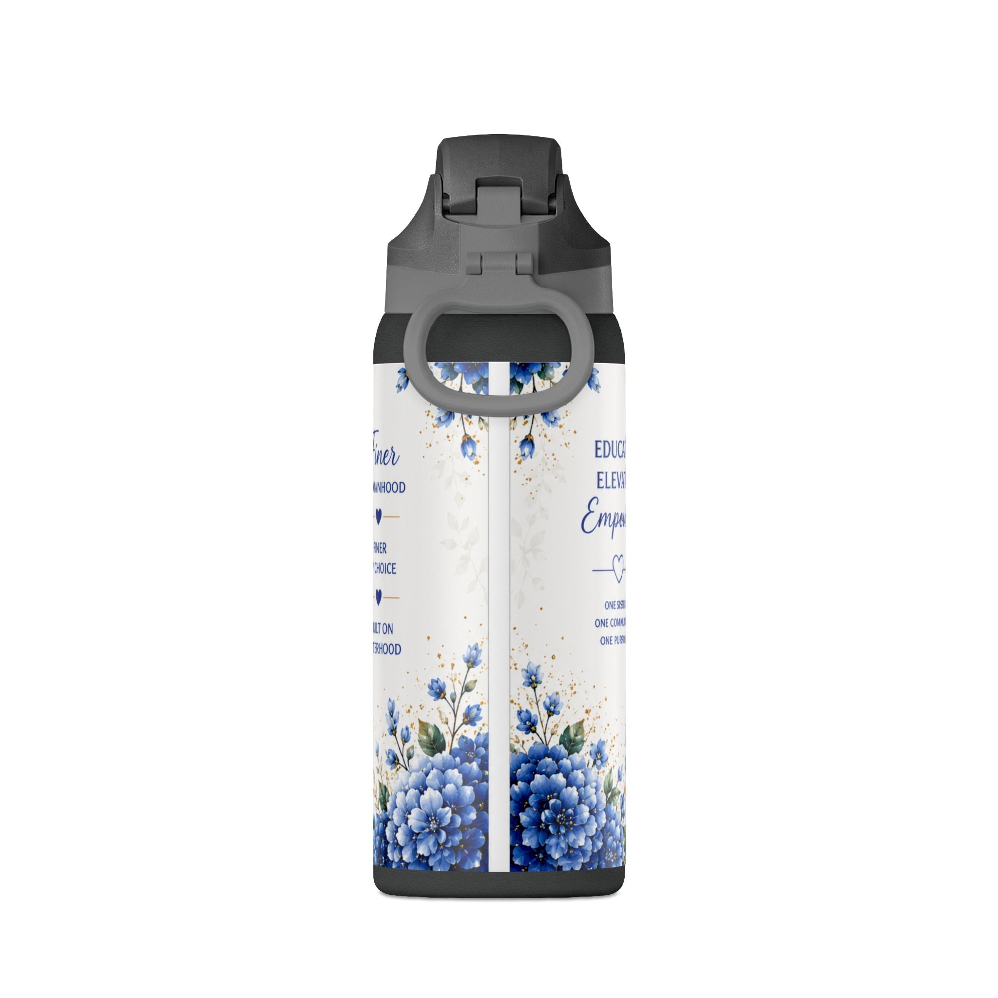 Zeta Phi Beta 32oz Insulated Water Bottle — "Educate Elevate Empower" Floral Design