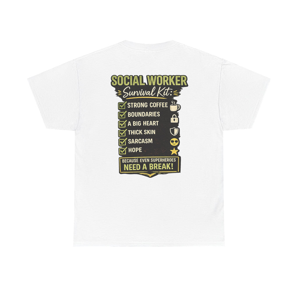 Social Worker T-Shirt – 'Social Worker: Part Detective, Part Therapist' Graphic Tee (Survival Kit Back)