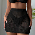 Ropa de mujer Hueco Recortado Tejido Color Sólido Semitransparente Falda Cadera Falda de Vacaciones Protección Solar Falda de Playa Ganchillo