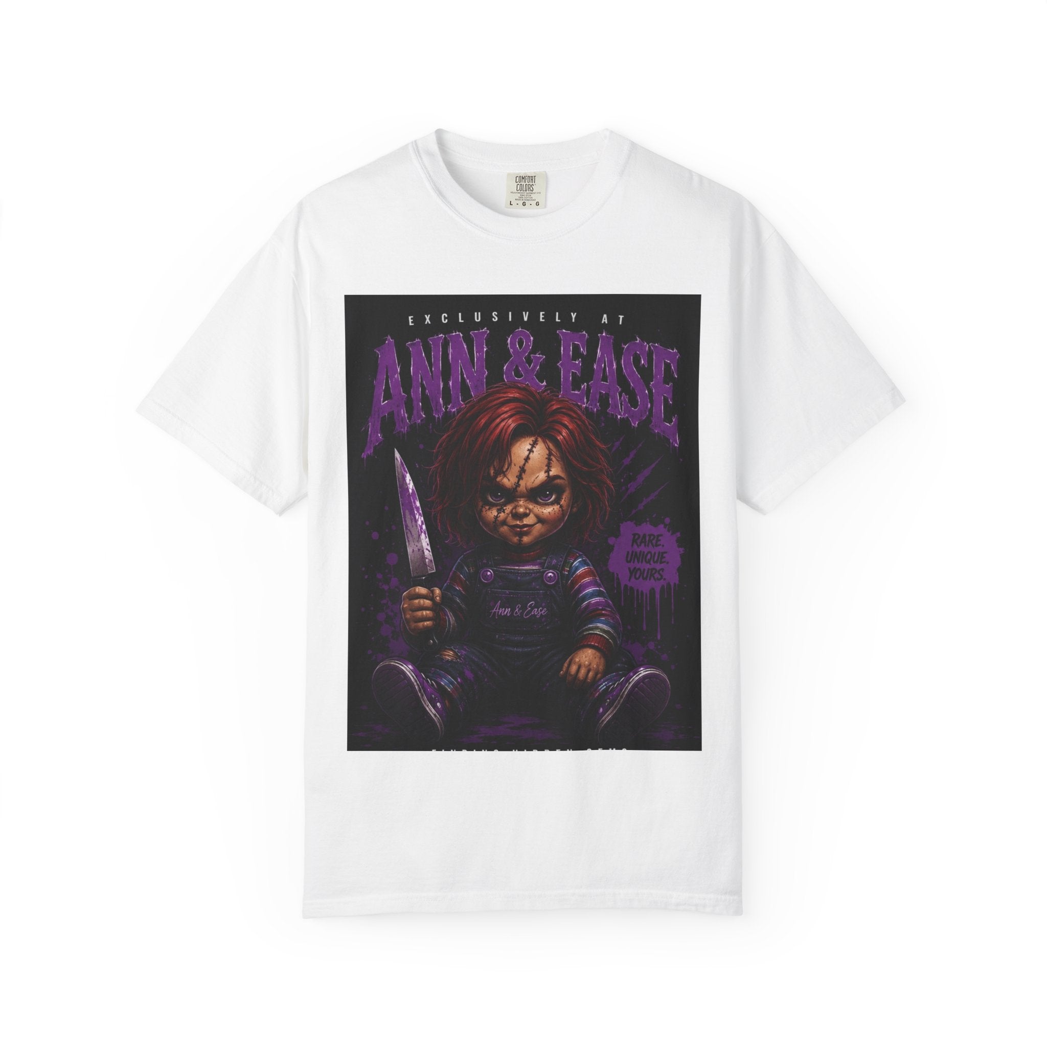 Horror Movie Chucky Graphic T-Shirt — "Ann & Ease" Killer Doll Design