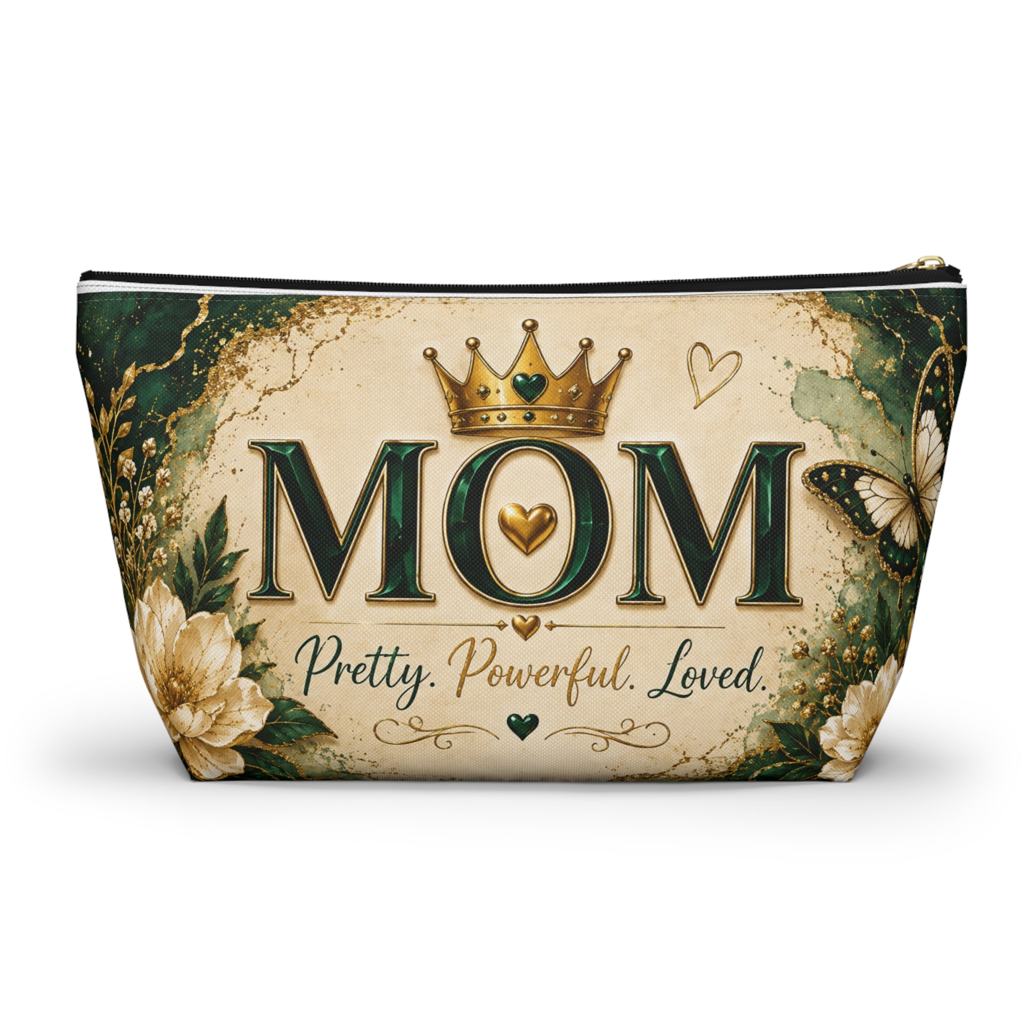 Mom Accessory Pouch — "Pretty. Powerful. Loved." Cosmetic Bag