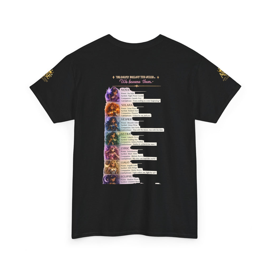 Camiseta gráfica Lumina Guardians — Camiseta con diseño de póster de personaje de fantasía a todo color