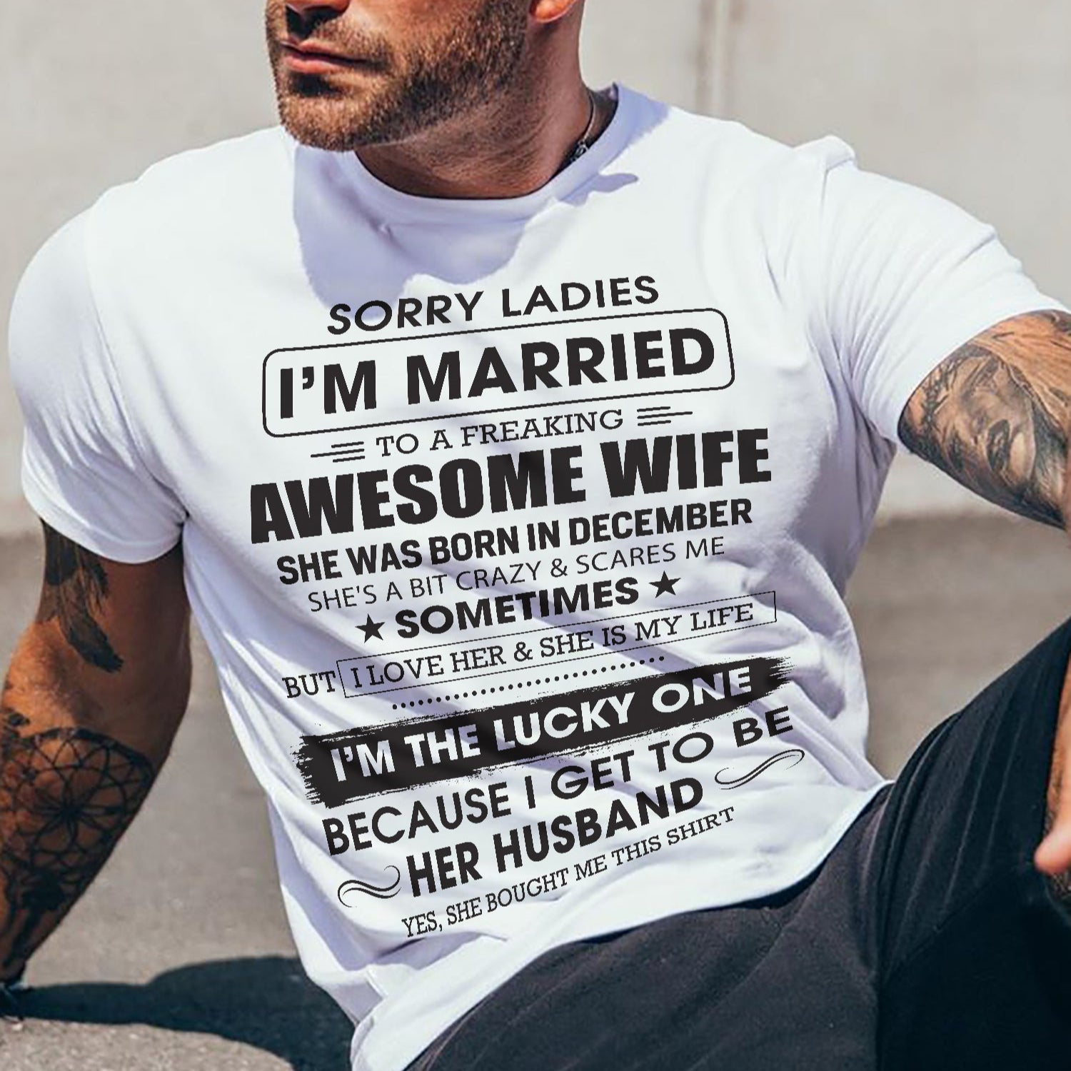 Diciembre - Lo siento, chicas, estoy casado con una esposa increíble. Regalo de la esposa para el marido - NGHL12 (SKU06-45-12)