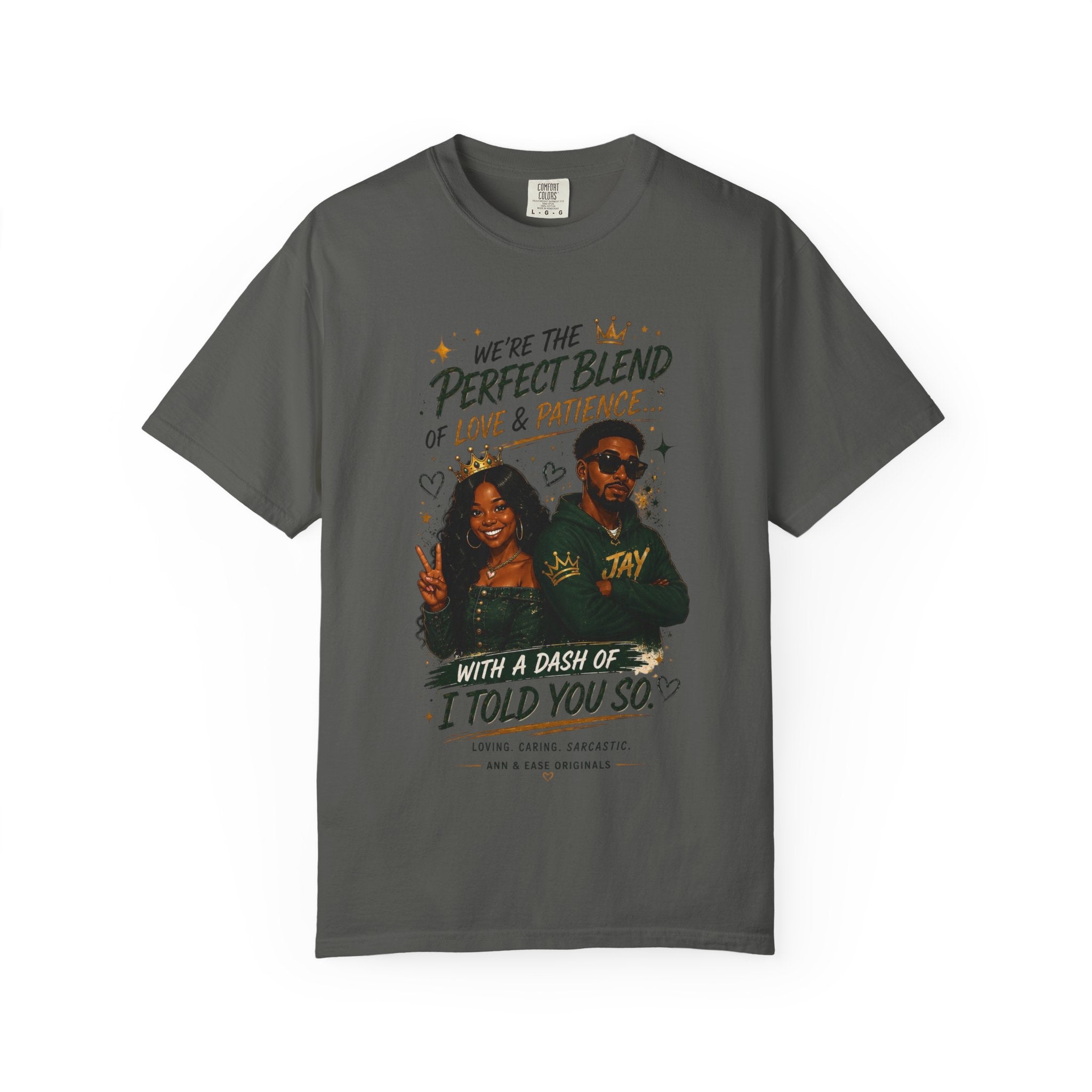 Couples T-Shirt — "Perfect Blend of Love & Patience" Graphic Tee