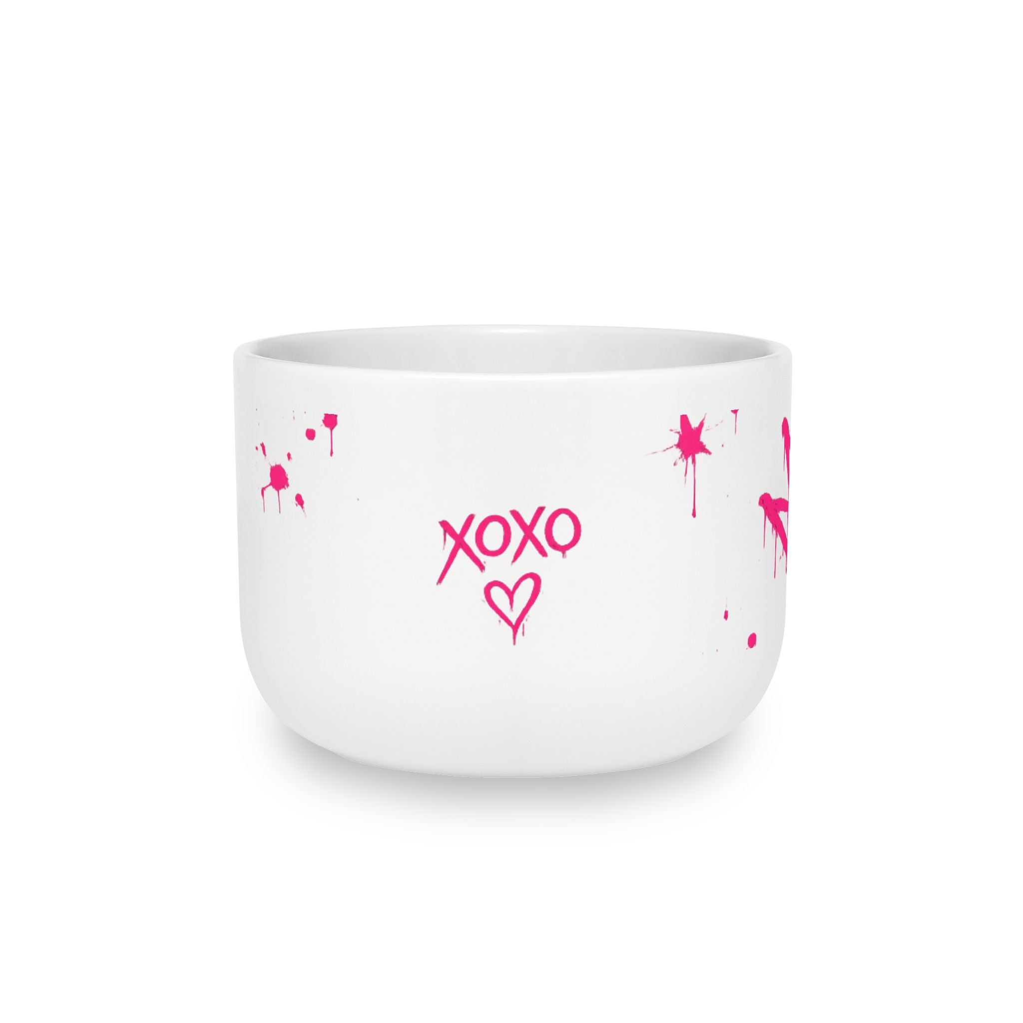 25oz Ceramic Latte Mug — Pink Graffiti Hearts XOXO Design, Valentine’s Day Gift