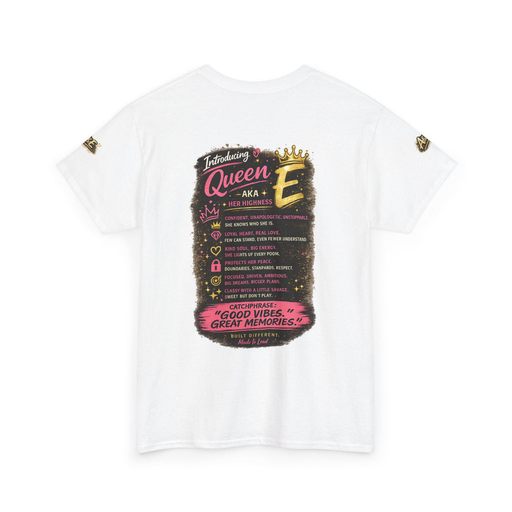 Camiseta — Camiseta gráfica afrocéntrica "Introducing Queen E" — Hecha diferente, Buenas vibraciones
