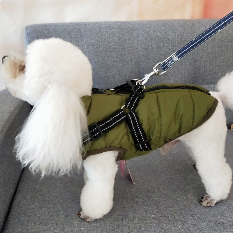 Waterproof Dog Coat with Harness — 7 Colors, Sizes XS–4XL