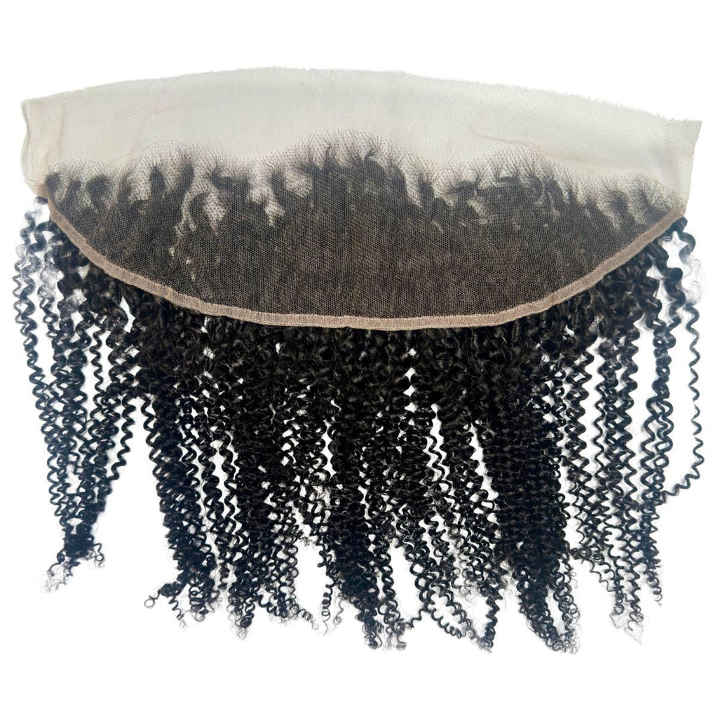 Frontal de cabello humano rizado afro 13x4 con encaje HD