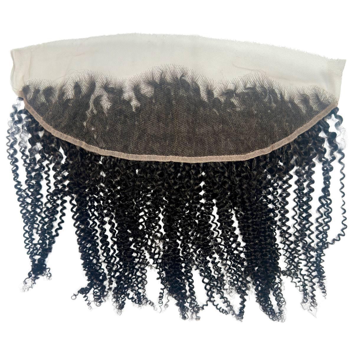 Frontal de cabello humano rizado afro 13x4 con encaje HD