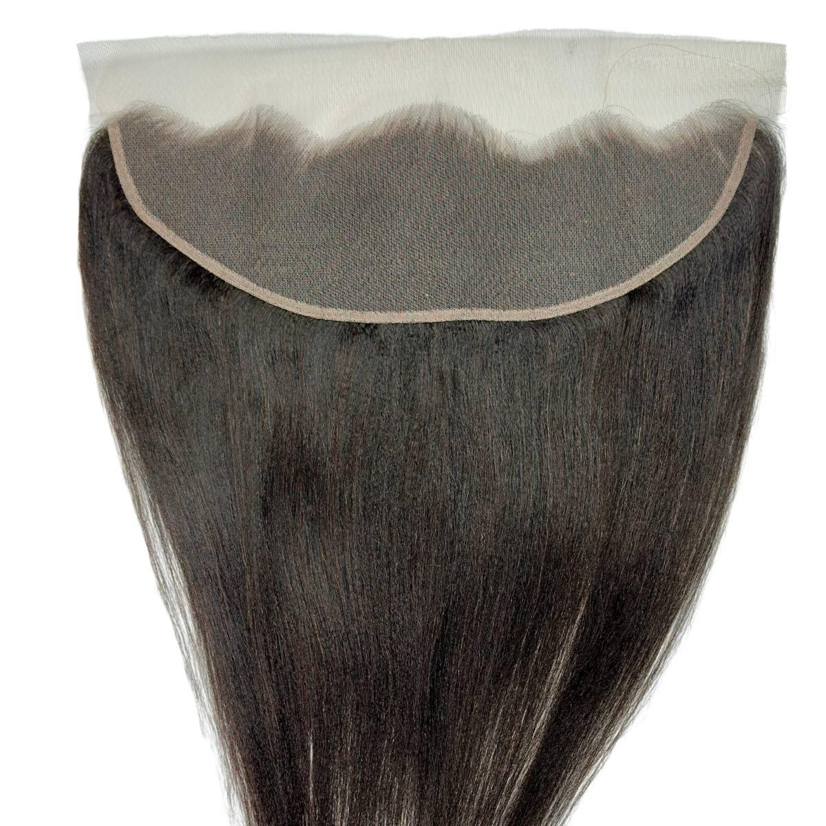 Frontal de cabello humano liso Yaki de encaje transparente 13x4