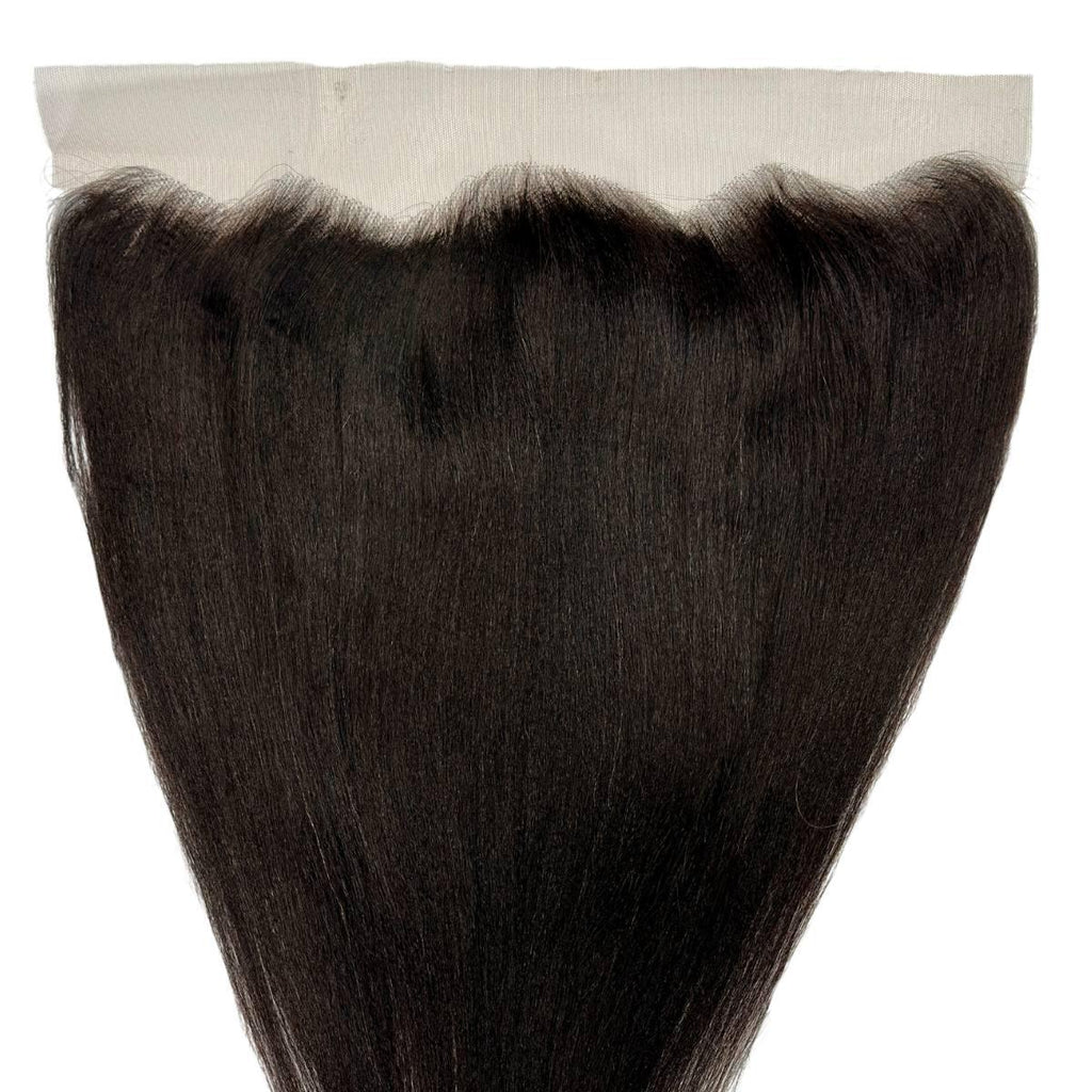Frontal de cabello humano liso Yaki de encaje transparente 13x4