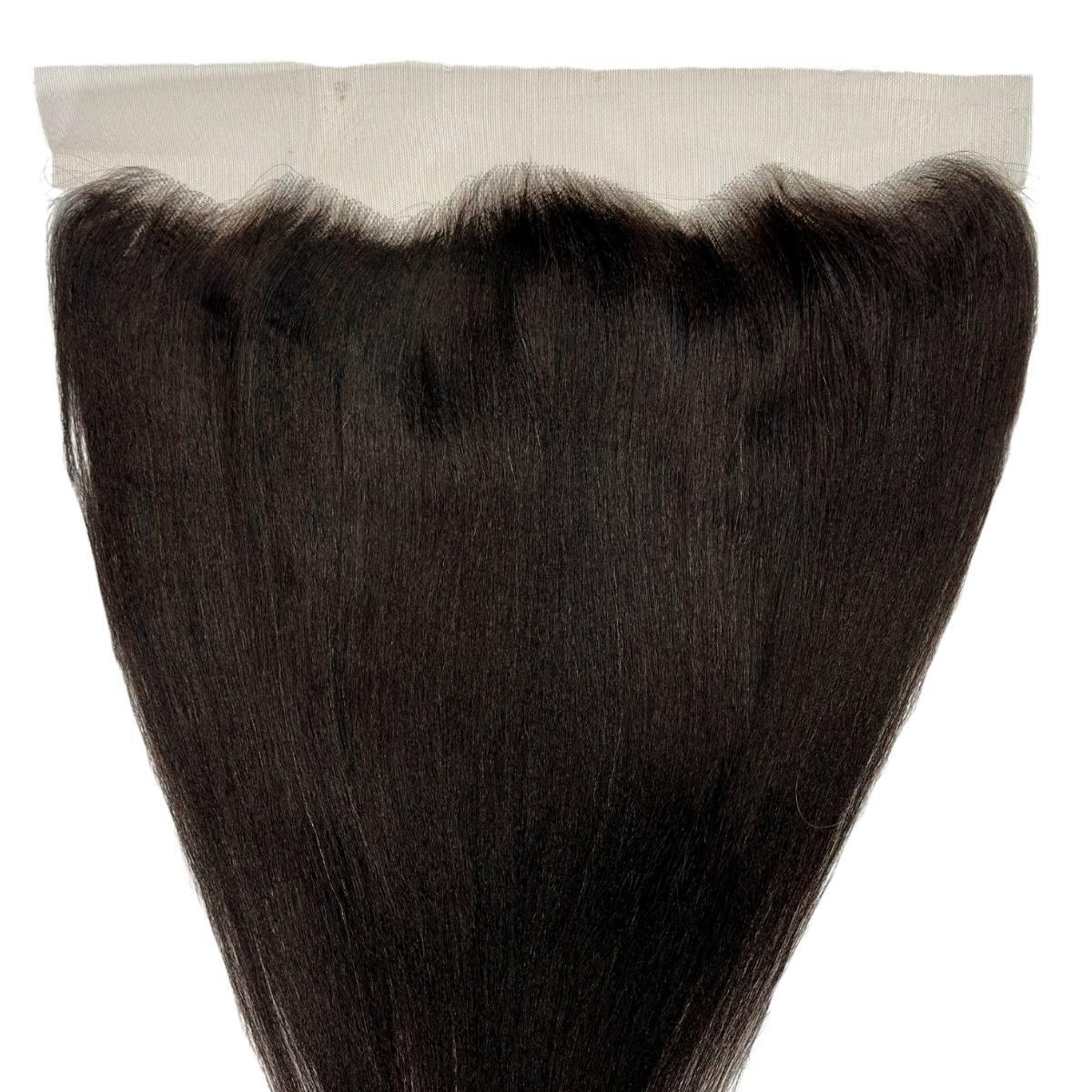 Frontal de cabello humano liso Yaki de encaje transparente 13x4